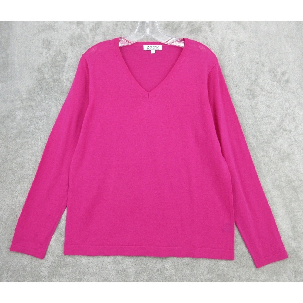 Merino Collection Sweater Womens Large Australian Wool Quiet Luxury Pink Knit‎